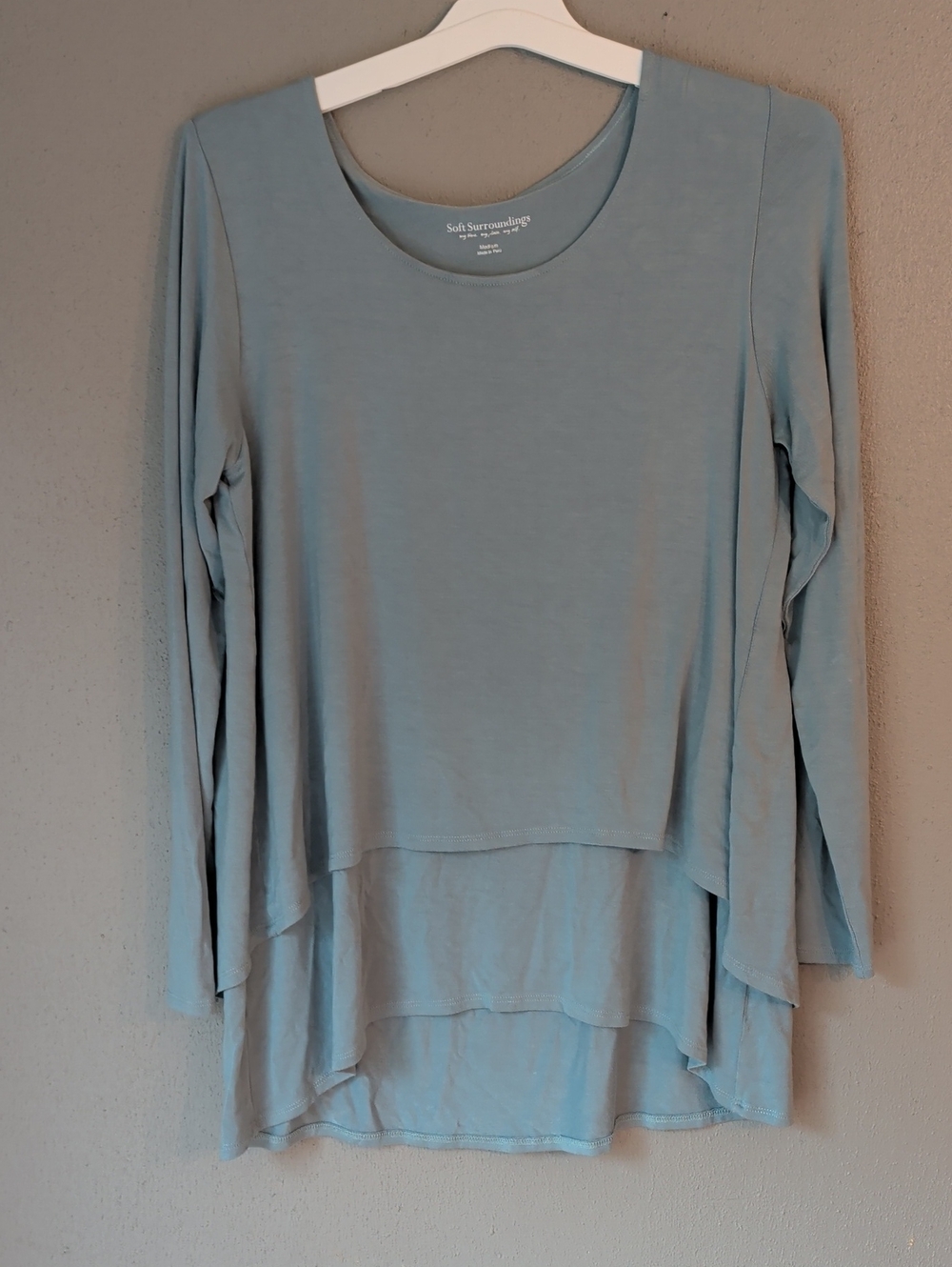 Soft Surroundings Dusty Blue Layered Long-Sleeve Tee M